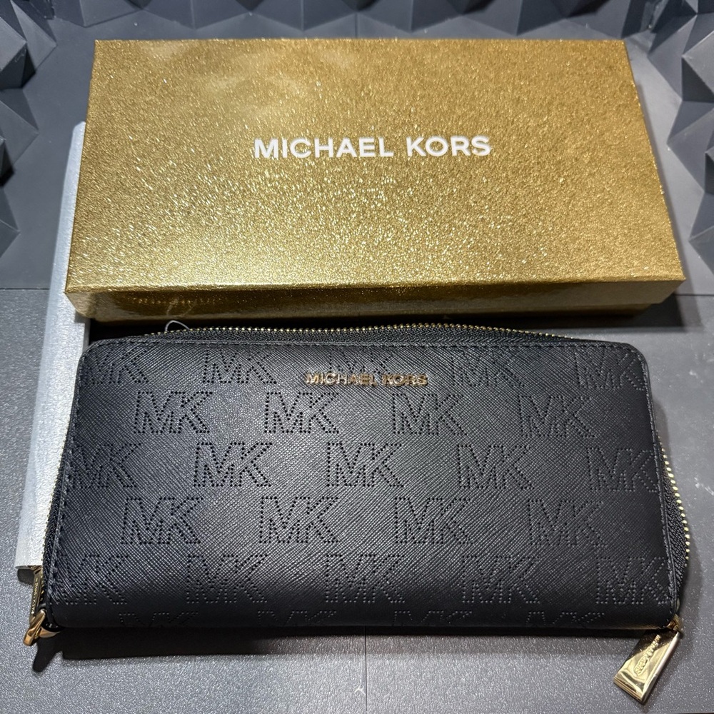 Michael Kors Black Wallet with gold accents NWT